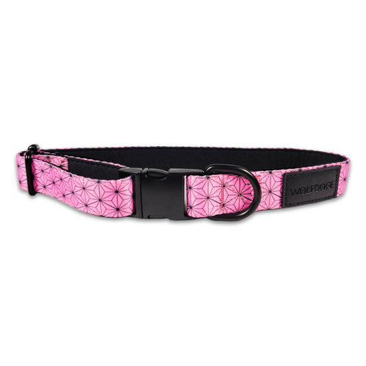 Asanoha Pink Padded Dog Collar