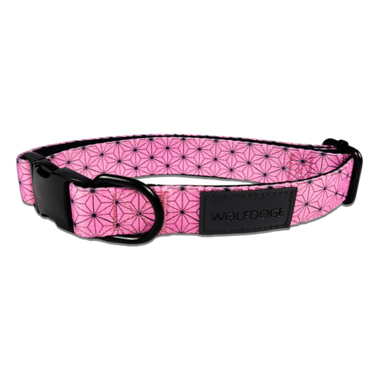 Asanoha Pink Padded Dog Collar