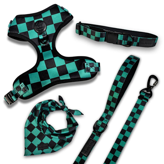Ichimatsu Checker Bundle |  Harness, Collar, Leash, Bandana