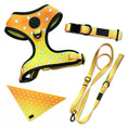 Load image into Gallery viewer, Urokomon Bundle | Anime Dog Harness + Collar + Leash + Cooling Bandana | Japanese Orange & Yellow Triangle Pattern
