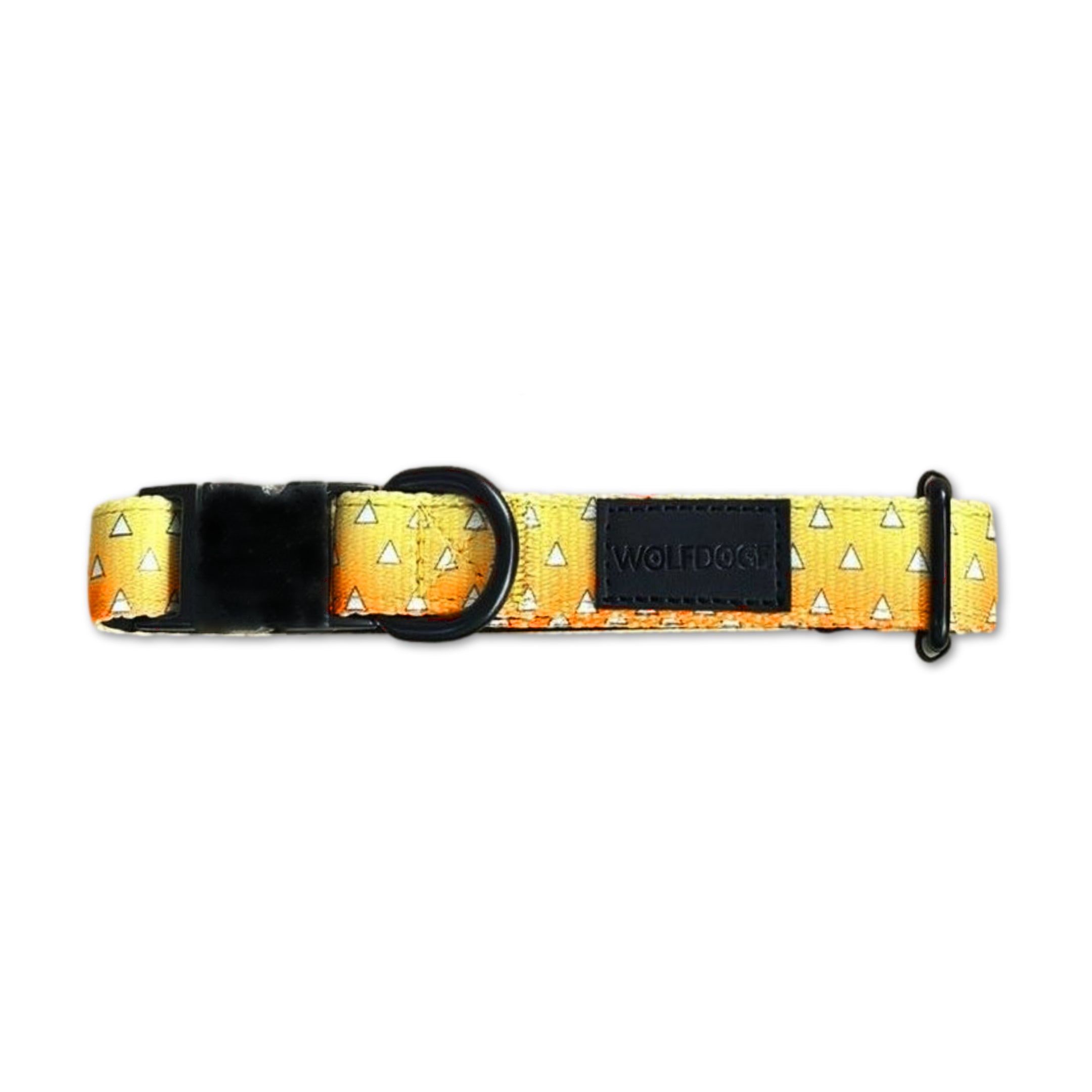 Urokomon Collar | Padded Dog Collar | Geometric Anime Dog Collar | Japanese Orange & Yellow Triangle Pattern