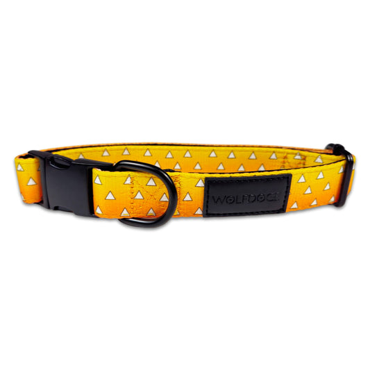 Urokomon Collar | Padded Dog Collar | Geometric Anime Dog Collar | Japanese Orange & Yellow Triangle Pattern