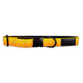 Load image into Gallery viewer, Urokomon Collar | Padded Dog Collar | Geometric Anime Dog Collar | Japanese Orange & Yellow Triangle Pattern
