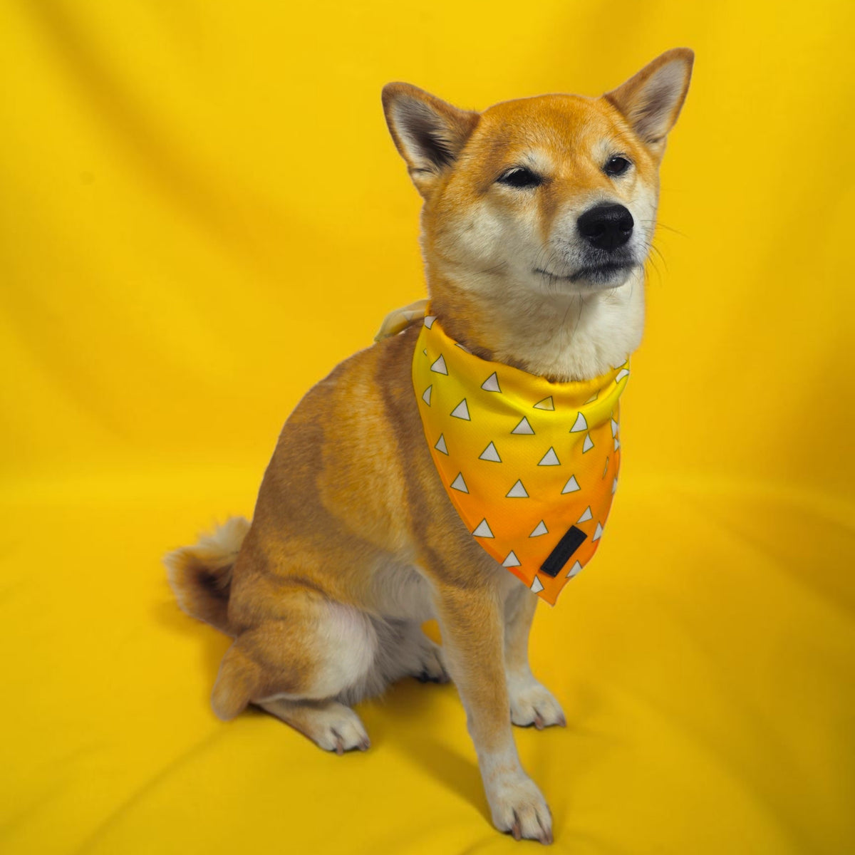 Urokomon Cooling Bandana | Dog Bandana | Japanese Anime Pet Bandana | Orange & Yellow Triangle Pattern