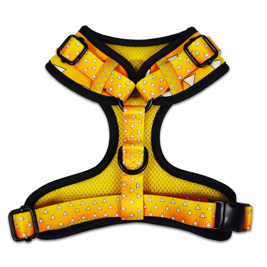 Urokomon Harness | No-Pull Dog Harness | Japanese Anime Pet Harness | Orange & Yellow Triangle Pattern
