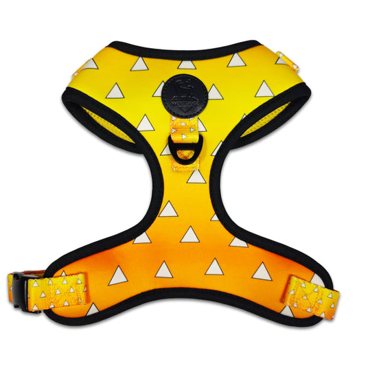Urokomon Harness | No-Pull Dog Harness | Japanese Anime Pet Harness | Orange & Yellow Triangle Pattern
