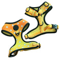 Load image into Gallery viewer, Urokomon Harness | No-Pull Dog Harness | Geometric Anime Pet Harness | Japanese Orange & Yellow Triangle Pattern
