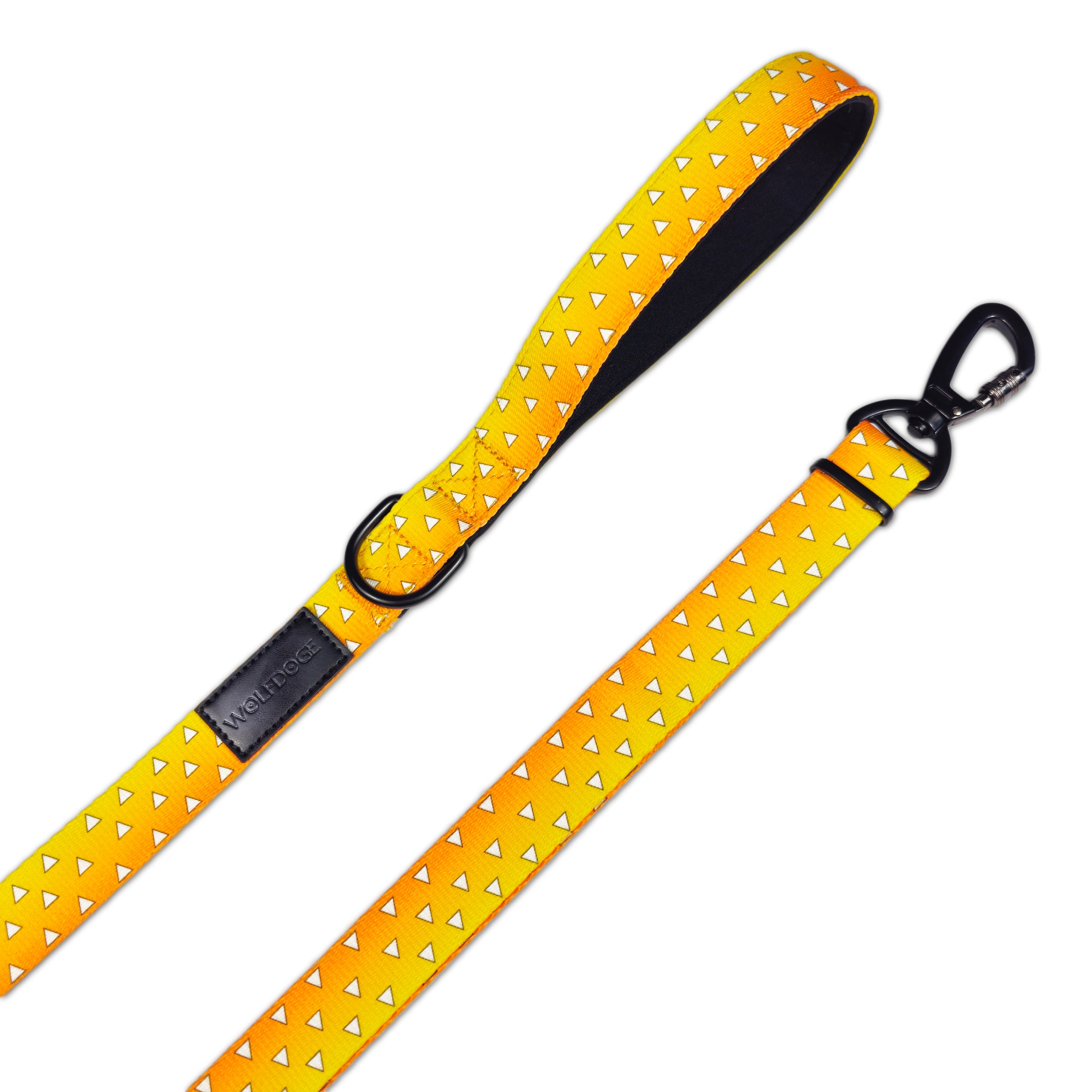 Urokomon Leash | Geometric Adjustable Dog Lead | Japanese Orange & Yellow Triangle Pattern