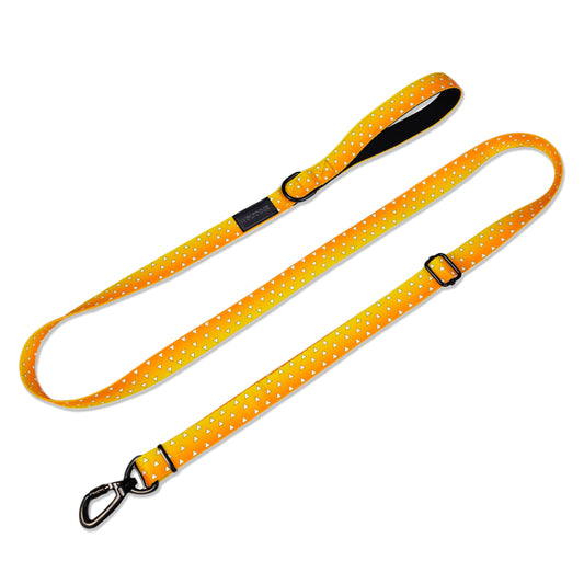 Urokomon Leash | Geometric Adjustable Dog Lead | Japanese Orange & Yellow Triangle Pattern