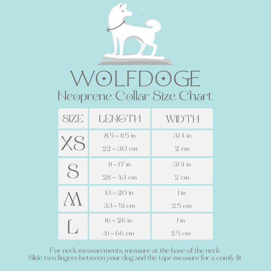 Wolfdoge Neoprene Collar Size Chart