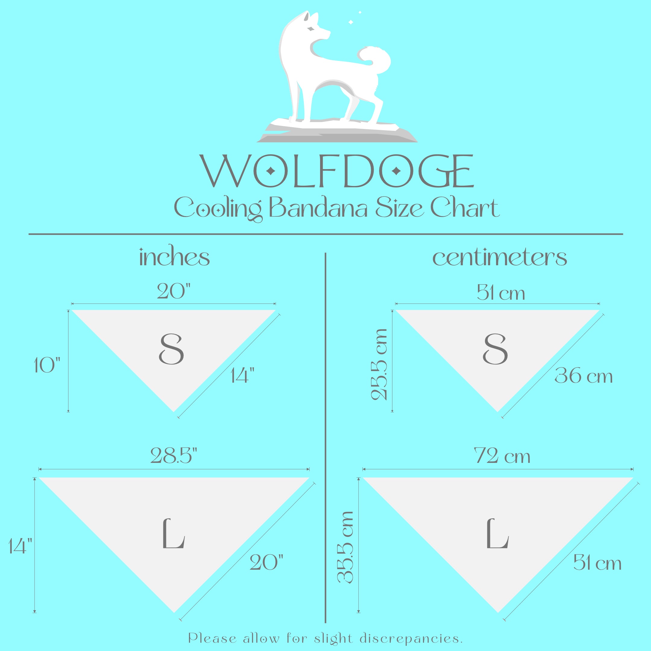 Wolfdoge Cooling Bandana Size Chart