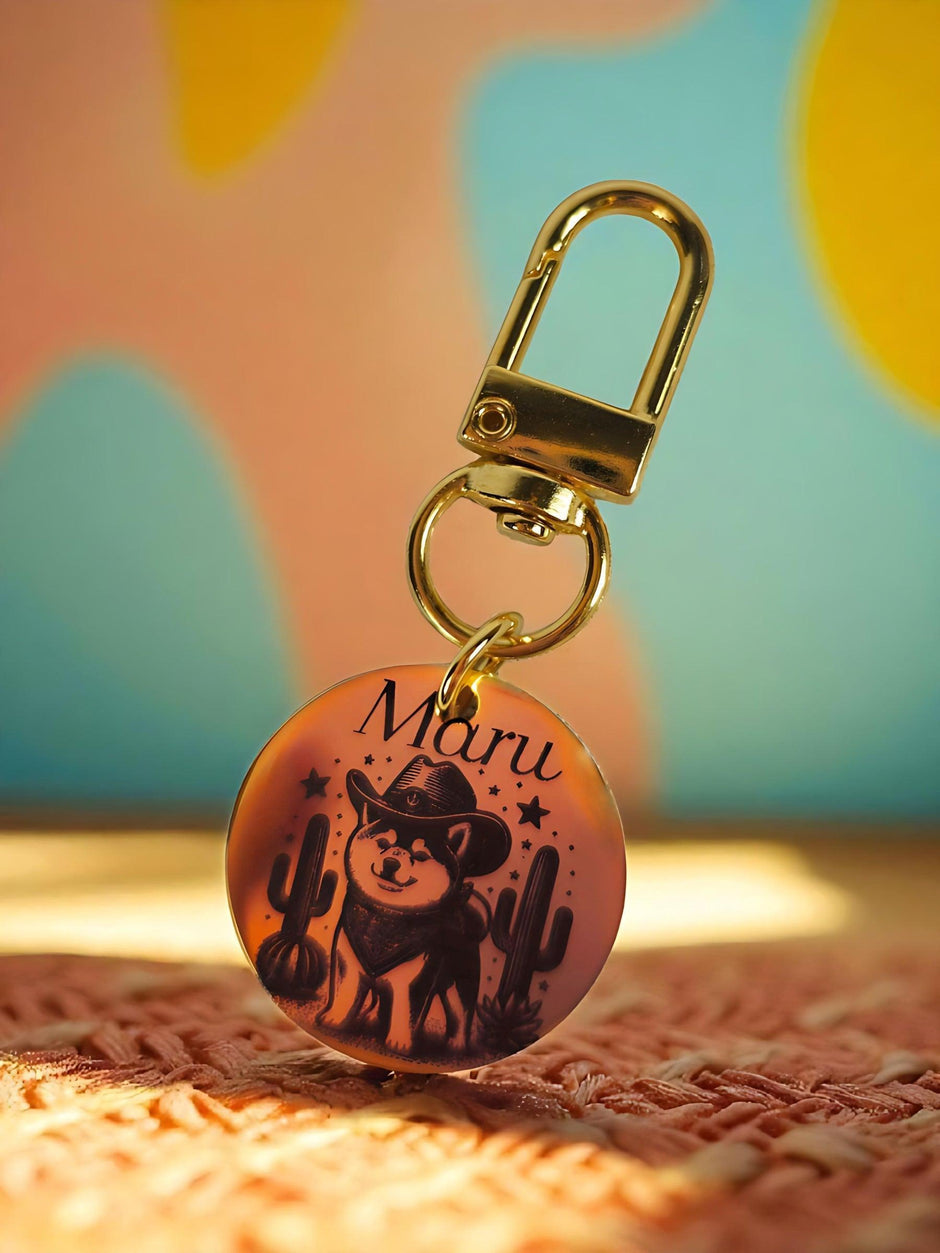 Wolfdoge Cowboy Shiba Custom Dog Tag