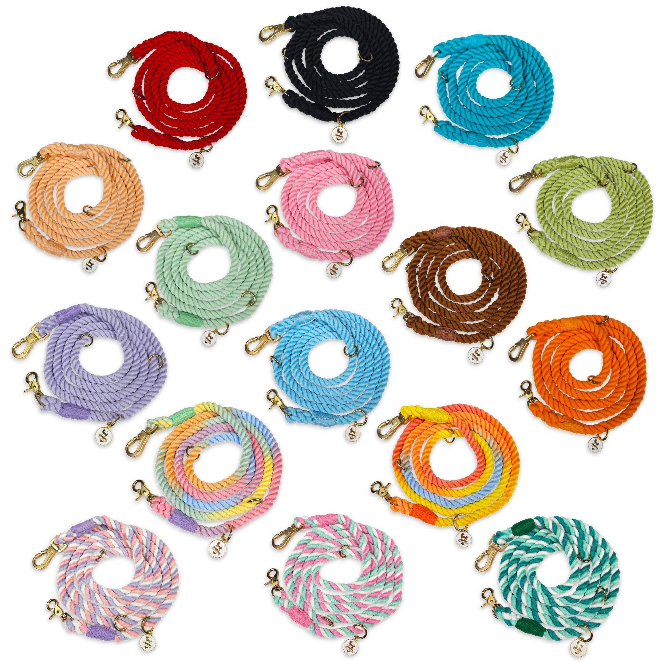 Wolfdoge 7.5 Ft Hands-Fee Rope Leash | 100% Cotton Braided Rope Dog Lead