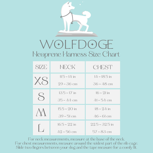 Neoprene Harness Size Chart