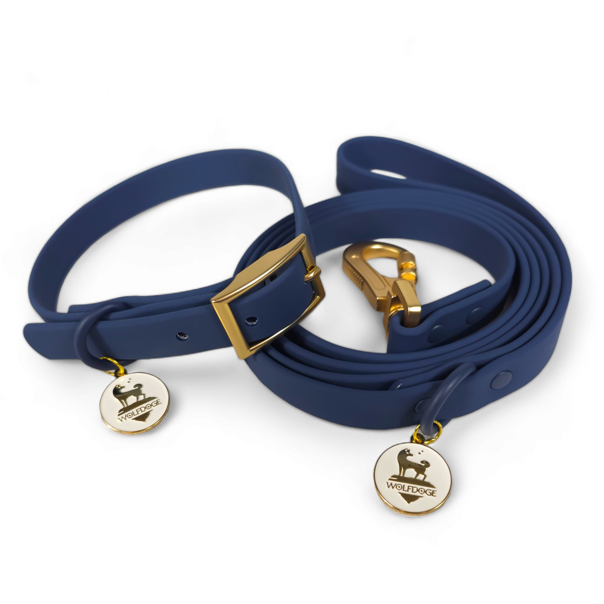 Wolfdoge Waterproof Collar & Leash Navy