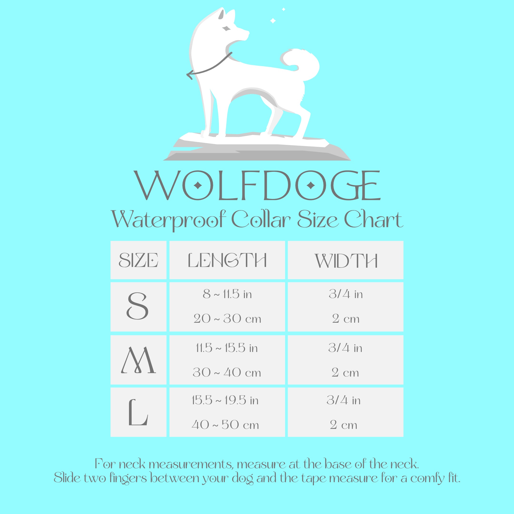 Wolfdoge Waterproof Collar Size Chart