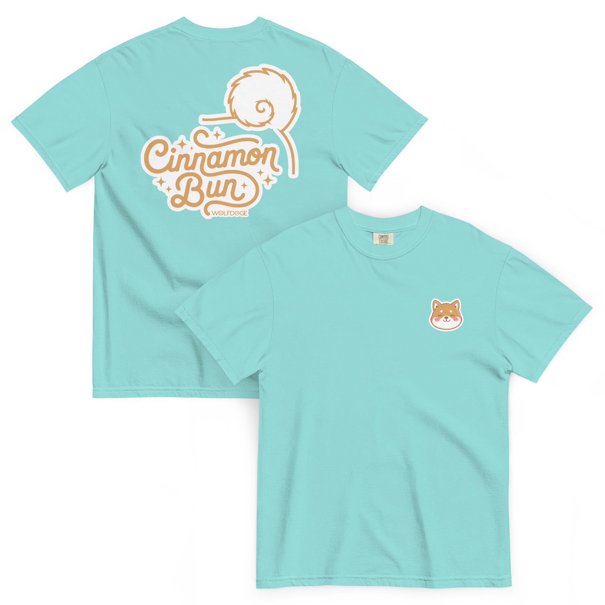 Cinnamon Bun Tee | Shiba Inu T-Shirt | Lagoon Blue
