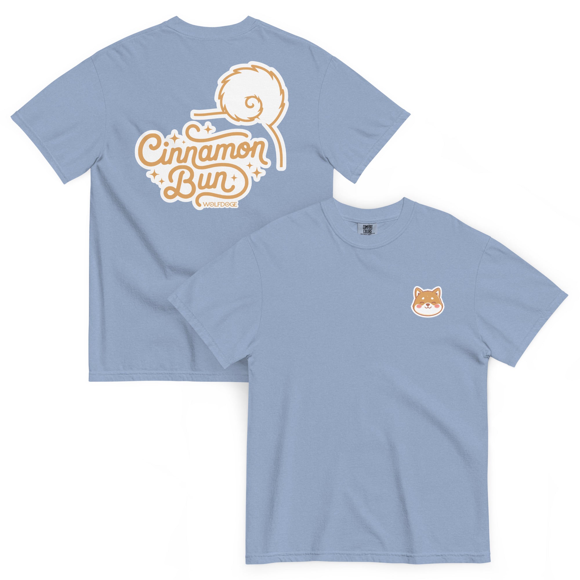 Cinnamon Bun Tee | Shiba Inu T-Shirt | Washed Denim