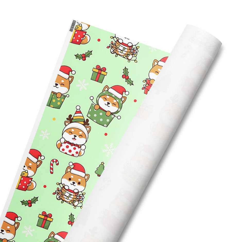 Shiba Inu Christmas Wrapping Paper | Cute Holiday Dog Gift Wrap Roll