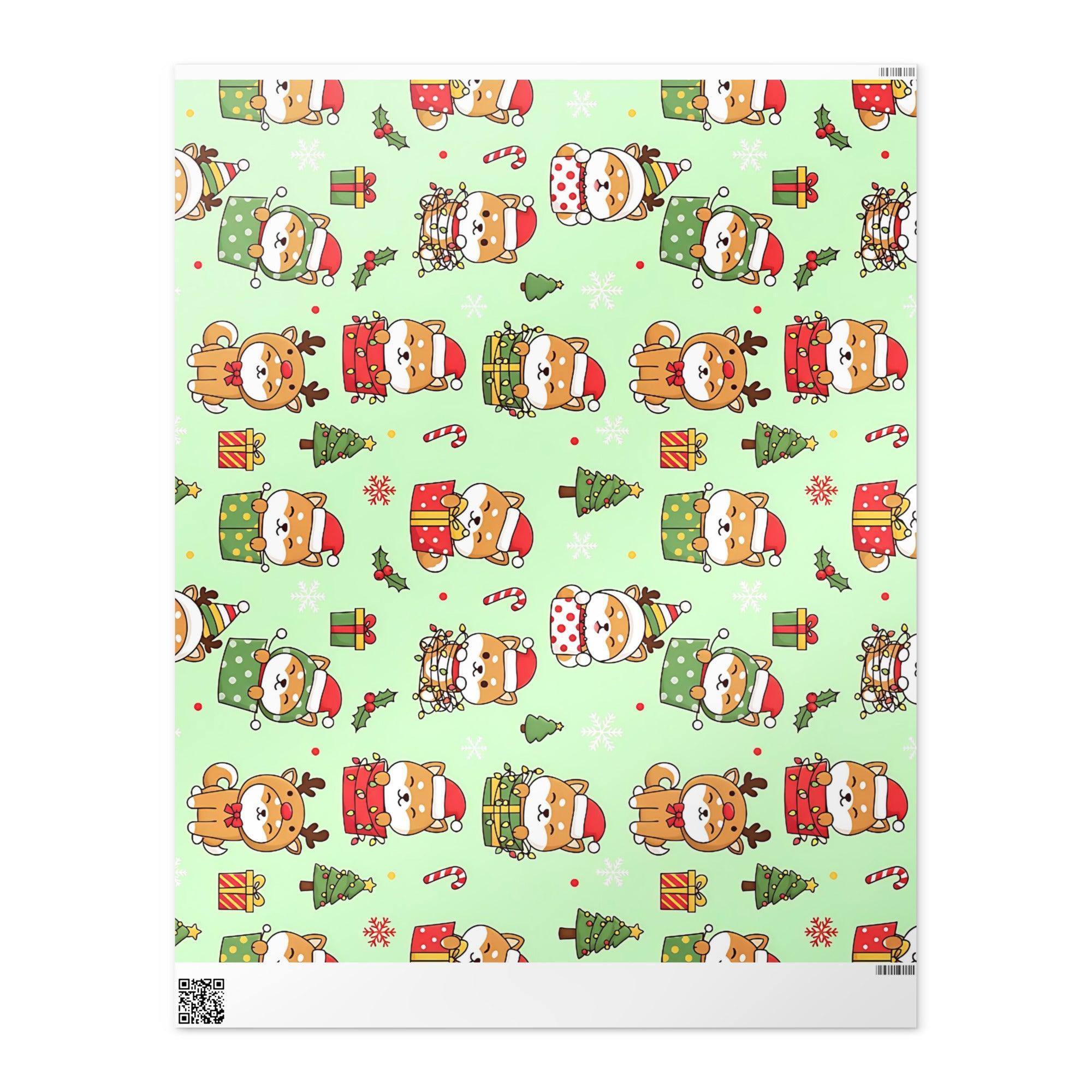 Shiba Inu Christmas Wrapping Paper | Cute Holiday Dog Gift Wrap Roll | 30x36