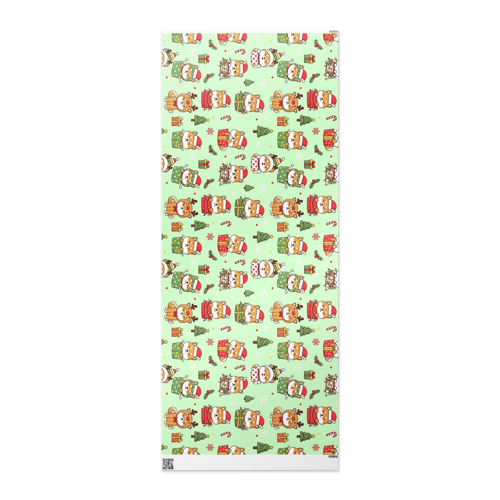 Shiba Inu Christmas Wrapping Paper | Cute Holiday Dog Gift Wrap Roll | 30x72