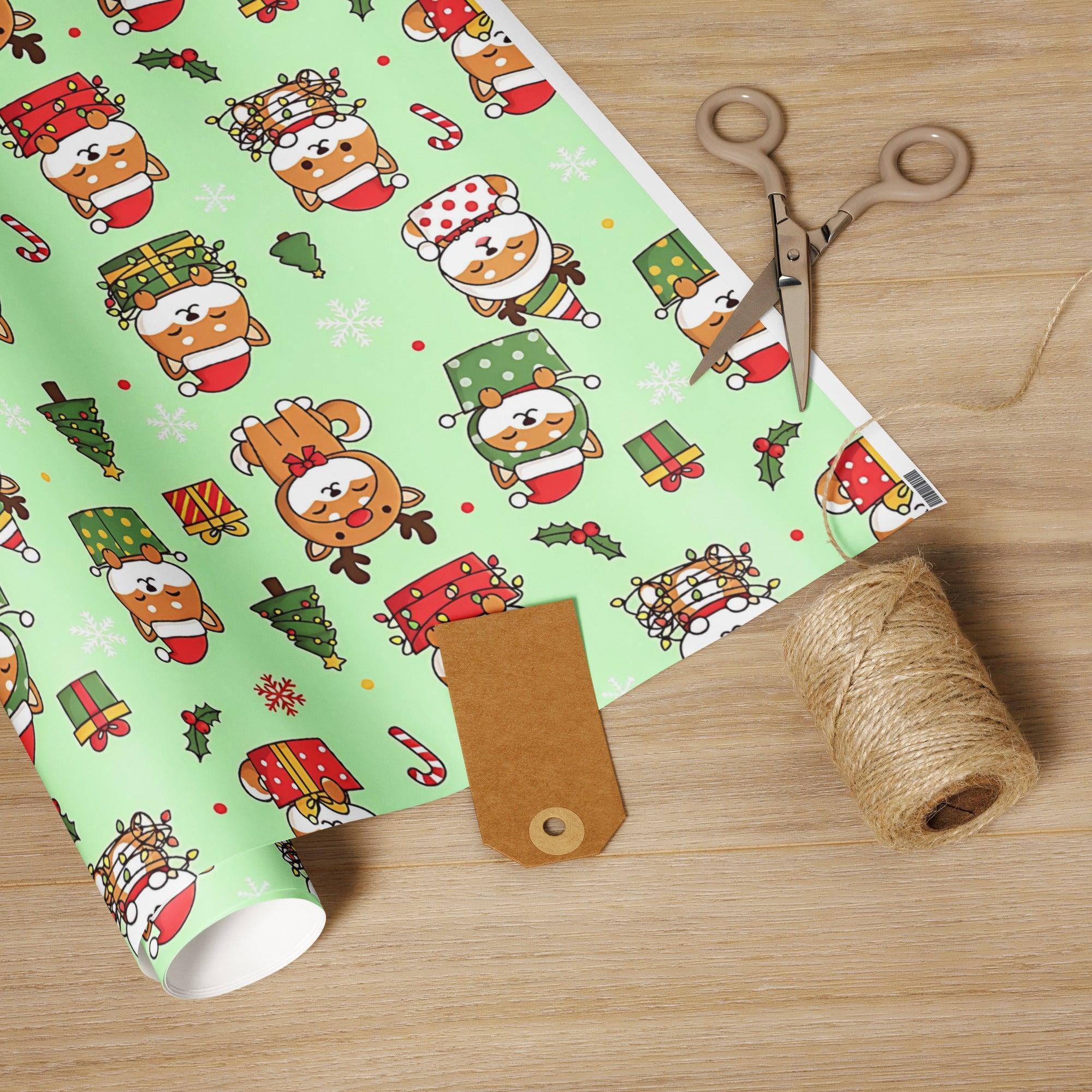 Shiba Inu Christmas Wrapping Paper | Cute Holiday Dog Gift Wrap Roll